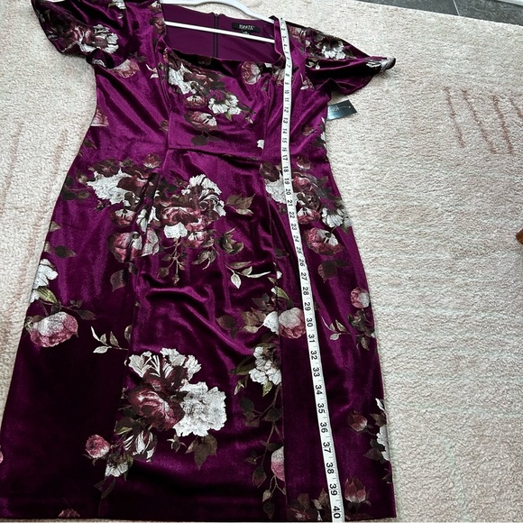NWT Ignite Evenings Floral Velvet Mini Dress Dress Plum Wedding Guest Size 14 - Picture 10 of 14